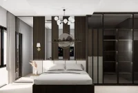 bing_tren_desain_interior_rumah_modern_yang_wajib_anda_tahu_1 Suite kamar tidur utama dengan dinding aksen kayu, linen natural, dan tanaman gantung
